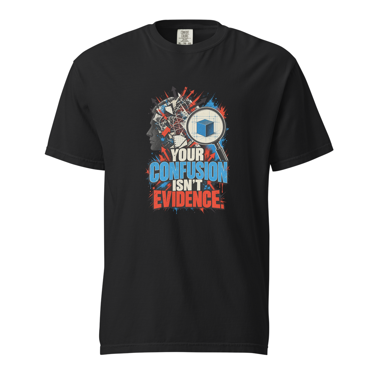 Truth Confusion Is Not Evidence Heavyweight Tee | Thread Your Voice — Standalone — supplier-generated mockup; not a physical sample.