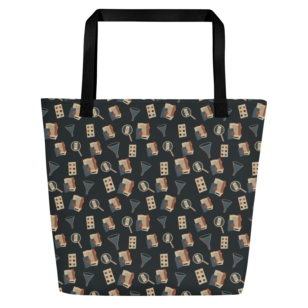 Truth Evidence in Motion All-Over Carryall with Pocket | Thread Your Voice — Decorated back — supplier-generated mockup; not a physical sample.