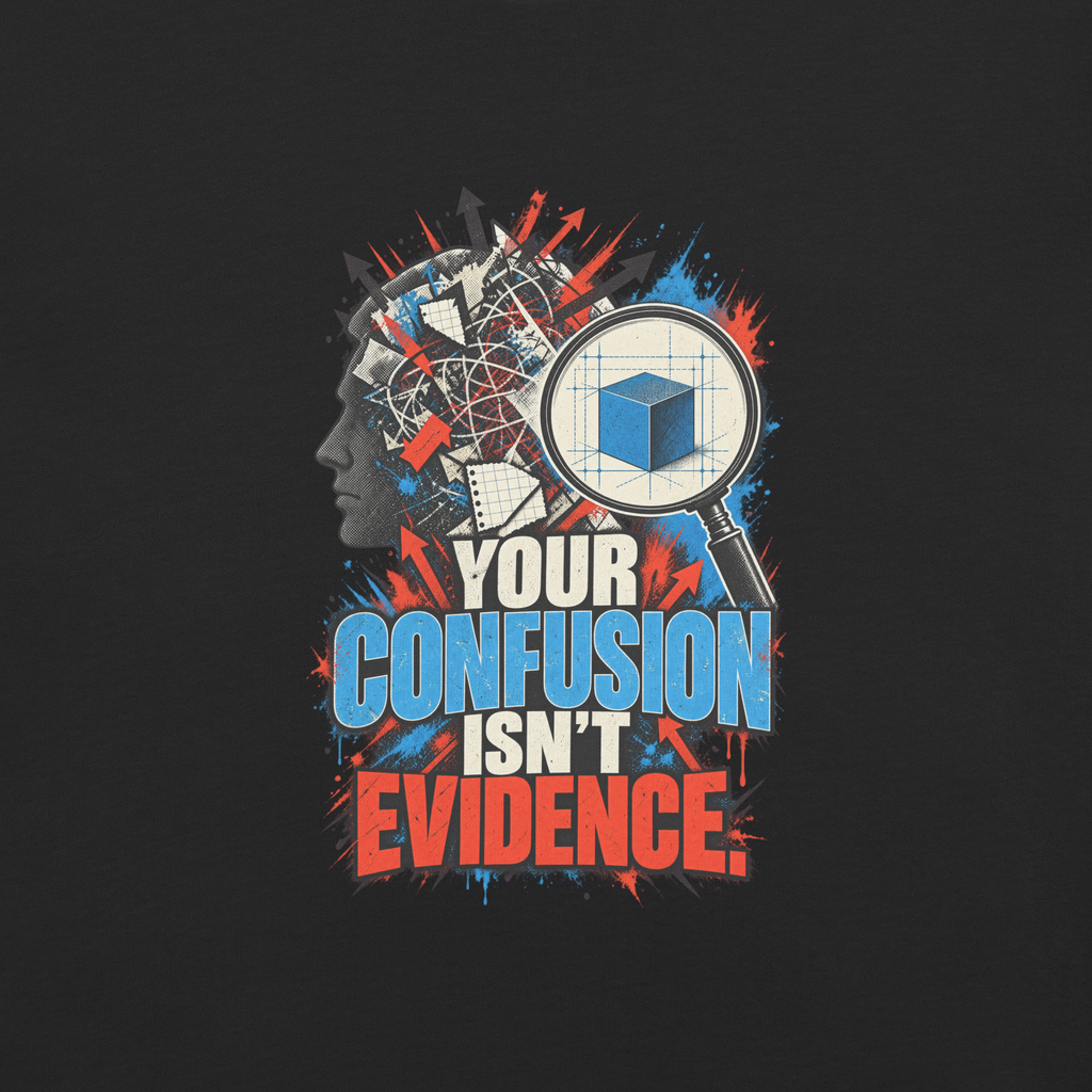 Truth Confusion Is Not Evidence Heavyweight Tee | Thread Your Voice — Complete artwork detail — supplier-generated mockup; not a physical sample.