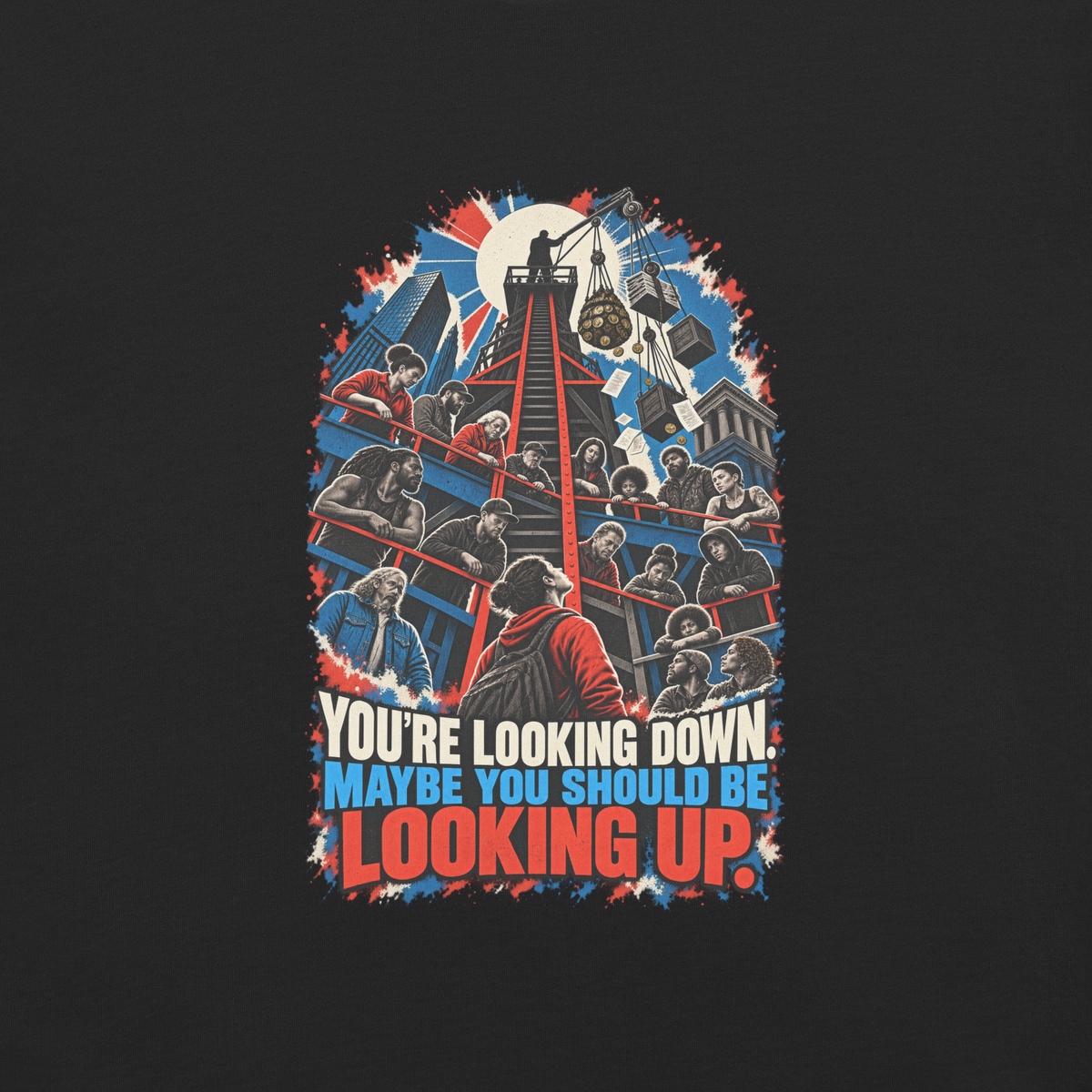 Truth Look Up Heavyweight Tee | Thread Your Voice — Complete artwork detail — supplier-generated mockup; not a physical sample.