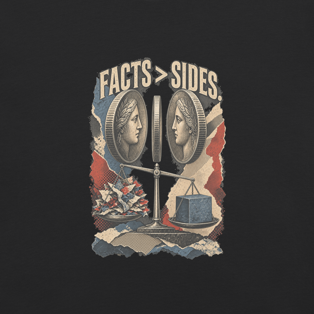 Truth Facts Over Sides Heavyweight Tee | Thread Your Voice — Complete artwork detail — supplier-generated mockup; not a physical sample.