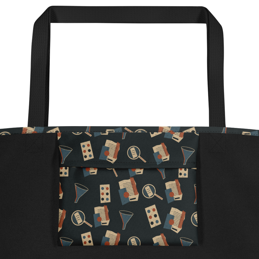 Truth Evidence in Motion All-Over Carryall with Pocket | Thread Your Voice — Patterned inside pocket — supplier-generated mockup; not a physical sample.