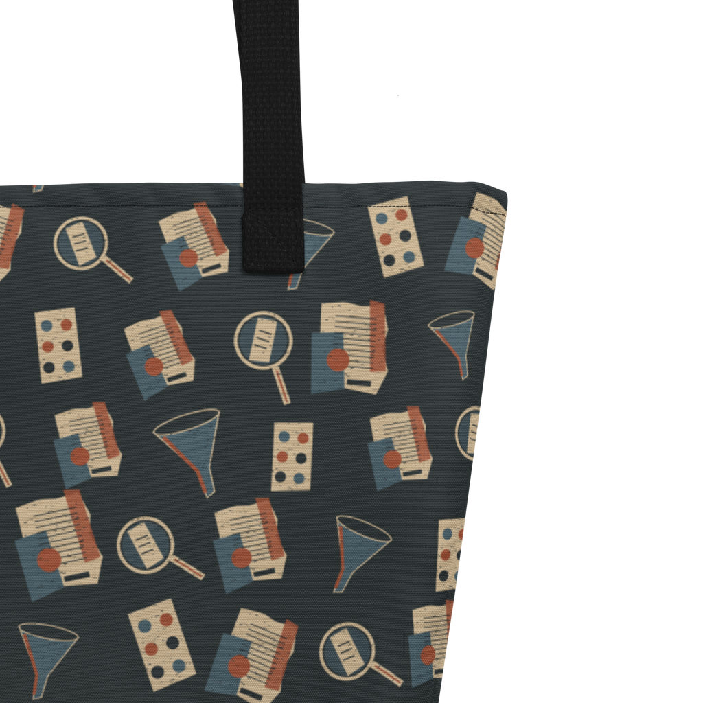 Truth Evidence in Motion All-Over Carryall with Pocket | Thread Your Voice — Pattern detail — supplier-generated mockup; not a physical sample.