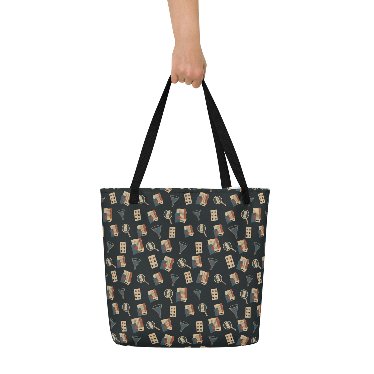 Truth Evidence in Motion All-Over Carryall with Pocket | Thread Your Voice — In-hand scale — supplier-generated mockup; not a physical sample.