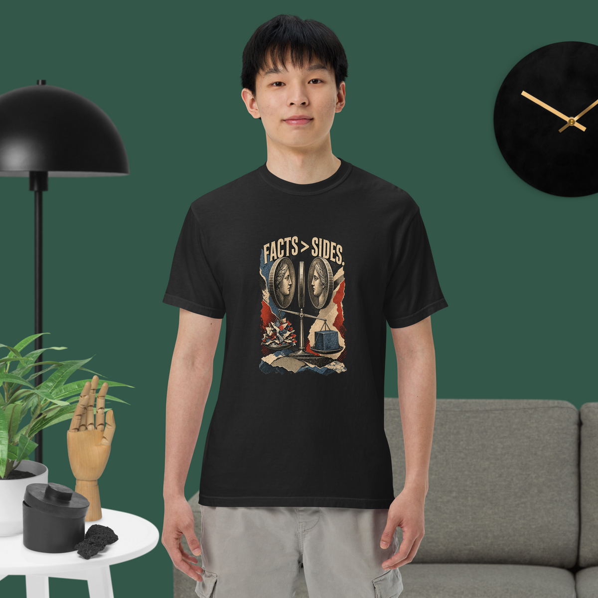 Truth Facts Over Sides Heavyweight Tee | Thread Your Voice — Context — supplier-generated mockup; not a physical sample.