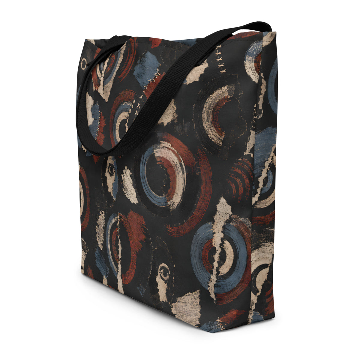 Alternate front view of the Witness Signals Large Carryall with all-over Witness artwork and black handles.