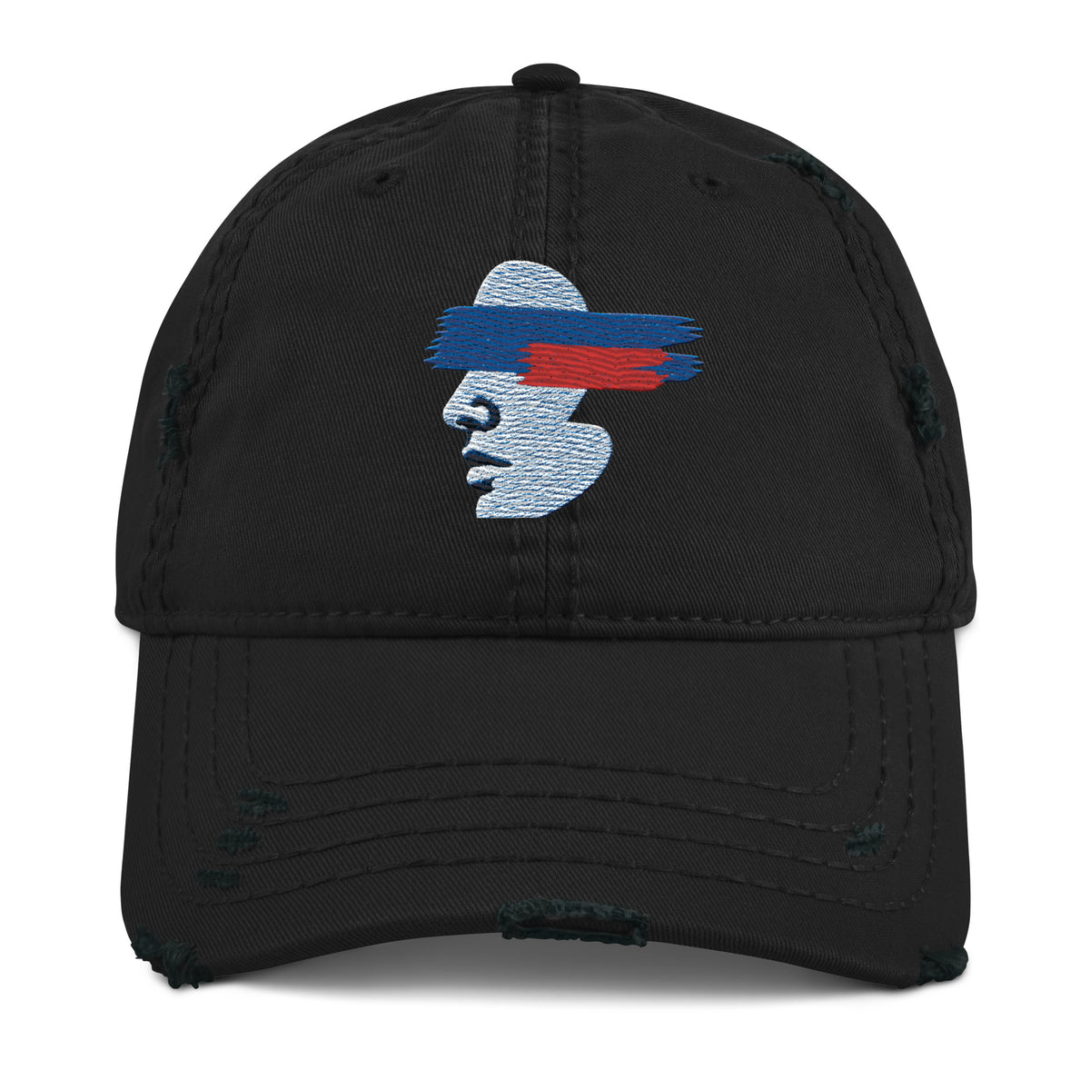 Witness Profile Distressed Dad Hat — product view.