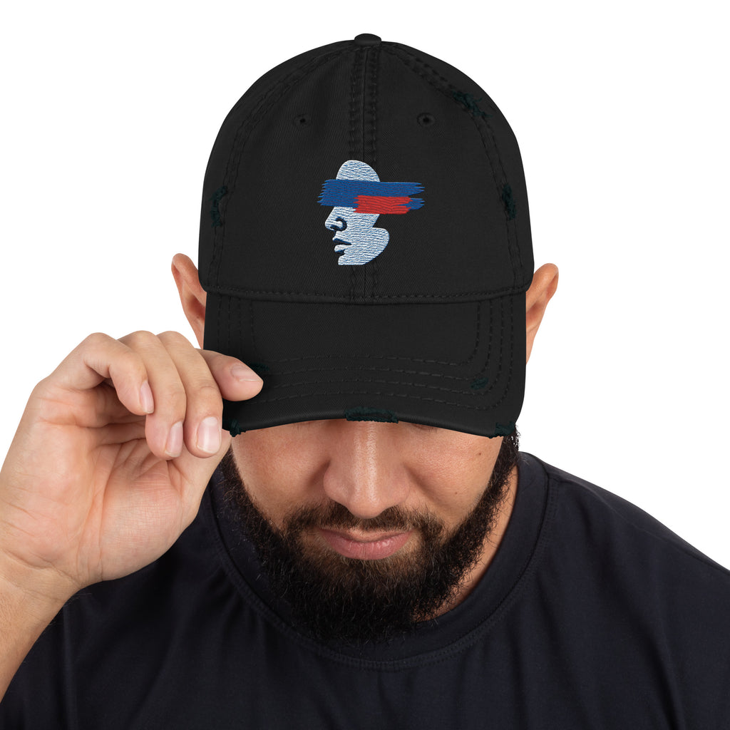 Witness Profile Distressed Dad Hat — product view.