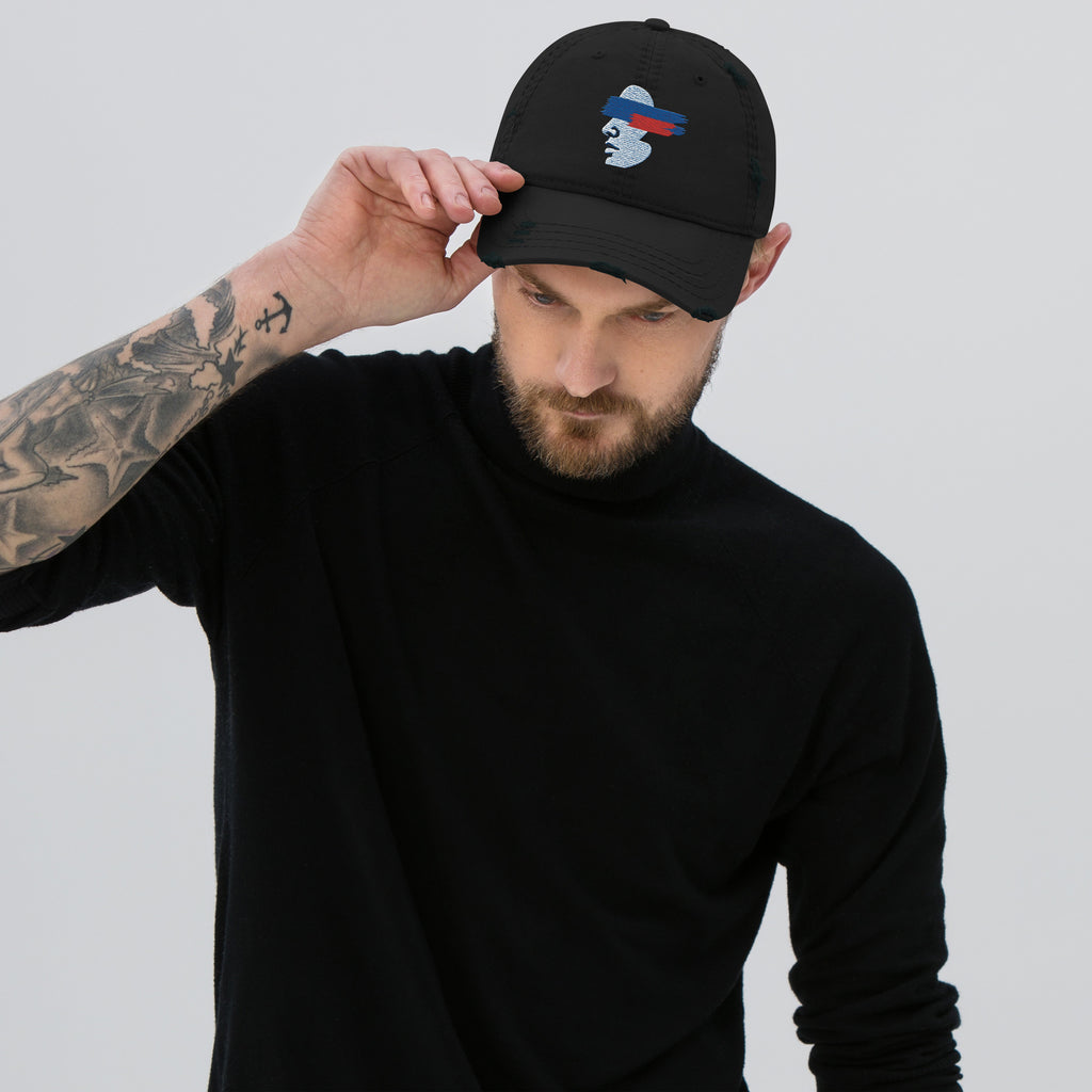 Witness Profile Distressed Dad Hat — product view.