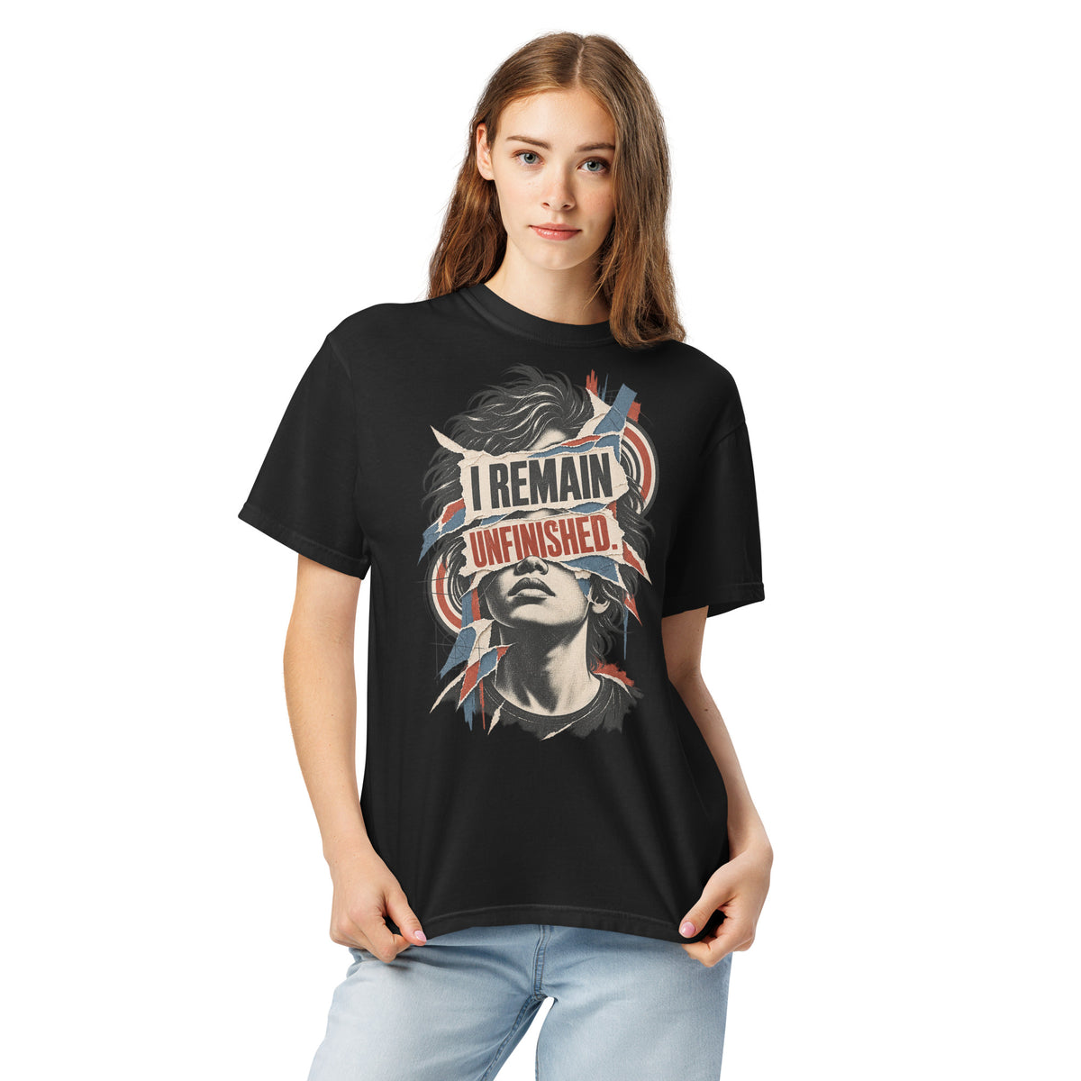 I Remain Unfinished. Heavyweight T-Shirt — product view.