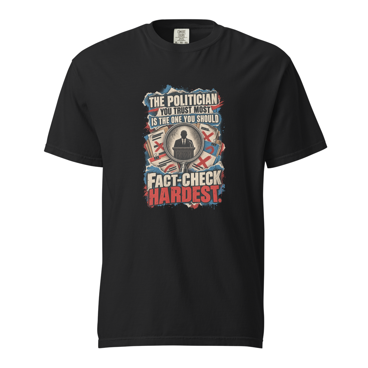 Truth Fact-Check Trust Heavyweight Tee | Thread Your Voice — Standalone — supplier-generated mockup; not a physical sample.
