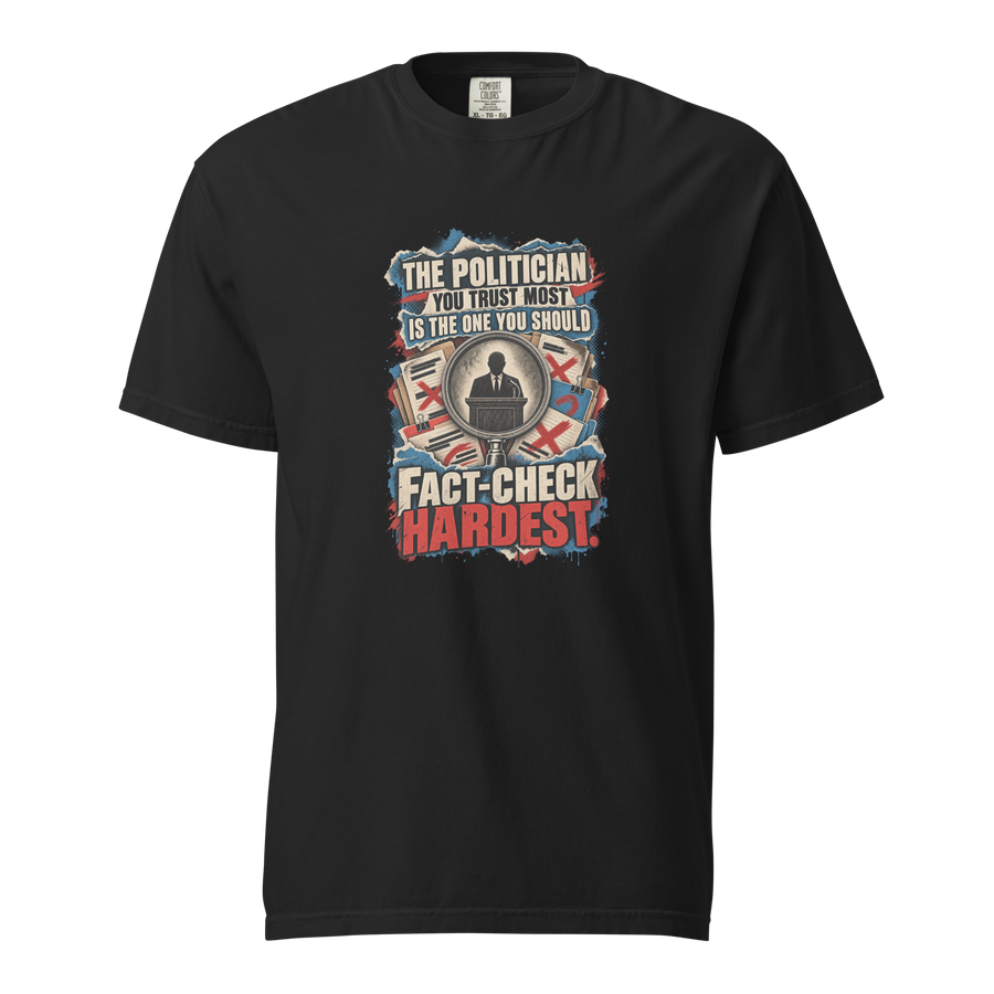 Truth Fact-Check Trust Heavyweight Tee | Thread Your Voice — Standalone — supplier-generated mockup; not a physical sample.