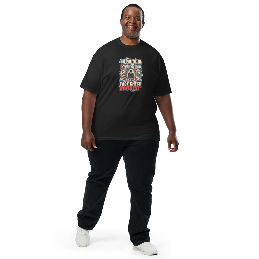 Truth Fact-Check Trust Heavyweight Tee | Thread Your Voice — Second person — supplier-generated mockup; not a physical sample.