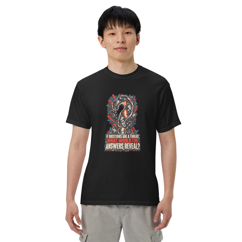Truth Questions Reveal Heavyweight Tee | Thread Your Voice — First person — supplier-generated mockup; not a physical sample.