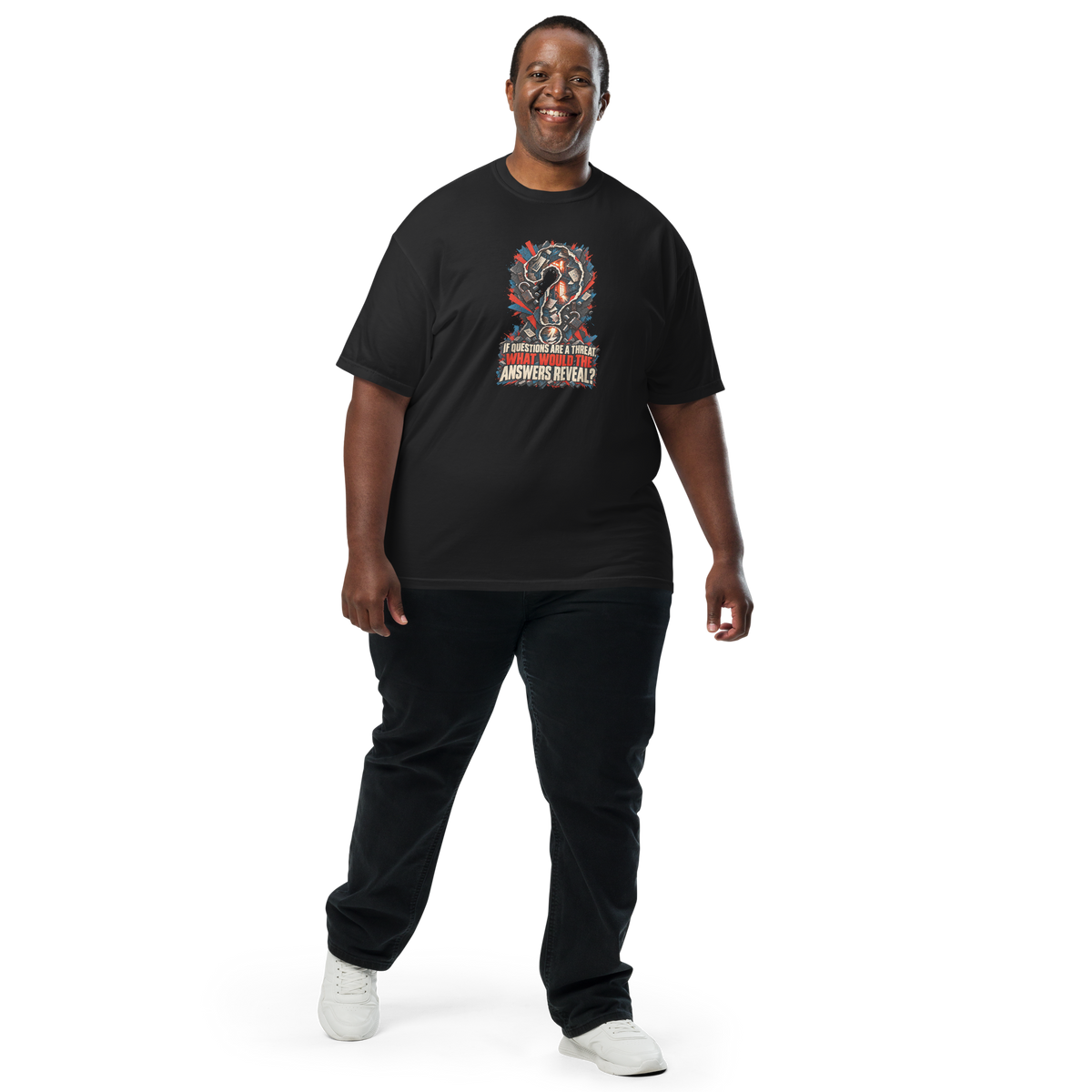 Truth Questions Reveal Heavyweight Tee | Thread Your Voice — Second person — supplier-generated mockup; not a physical sample.