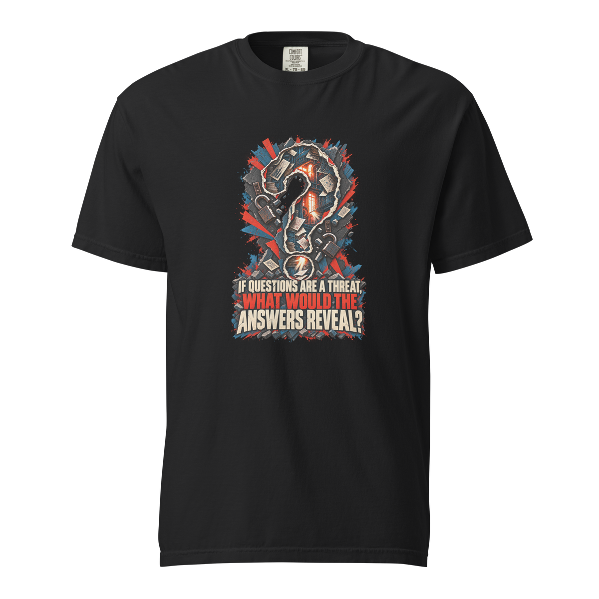 Truth Questions Reveal Heavyweight Tee | Thread Your Voice — Standalone — supplier-generated mockup; not a physical sample.