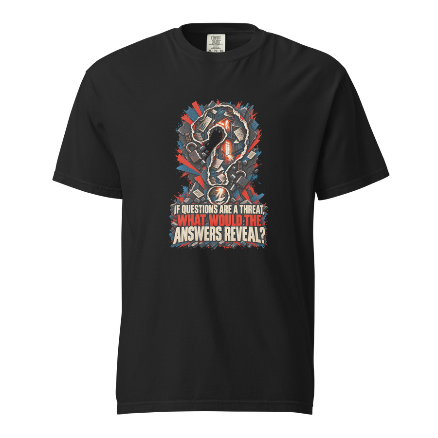 Truth Questions Reveal Heavyweight Tee | Thread Your Voice — Standalone — supplier-generated mockup; not a physical sample.